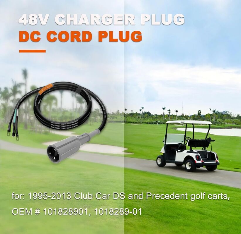 Club Car Charger Cord, 48V Charger Plug DC Cord Plug-130 in, Suitable for 1995-2013 Club Car Ds Precedent Golf Cart, OEM# 101828901, 1018289-01